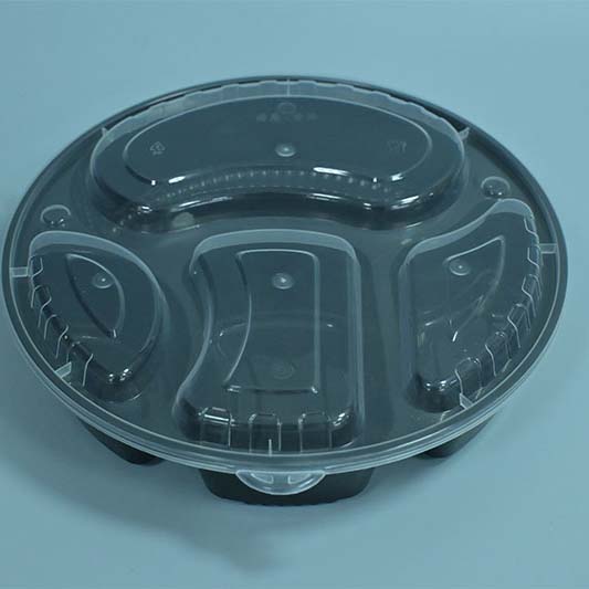 American-style round PP meal box with three compartments