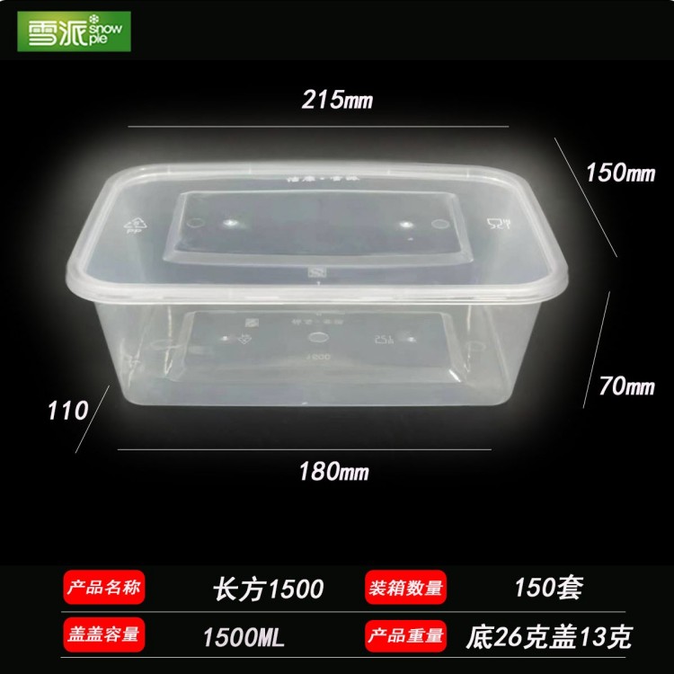 Injection molded rectangular plastic lunch box