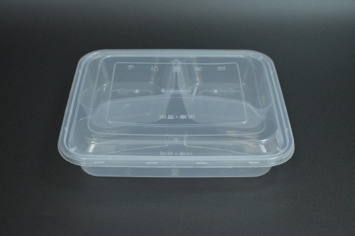 High-capacity PP three-grid square food box