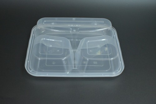 High-capacity PP three-grid square food box