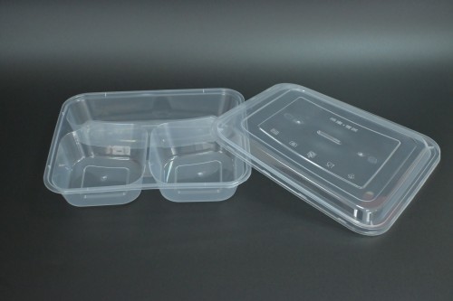 High-capacity PP three-grid square food box