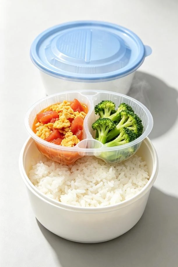 PP round container with two-compartment insert
