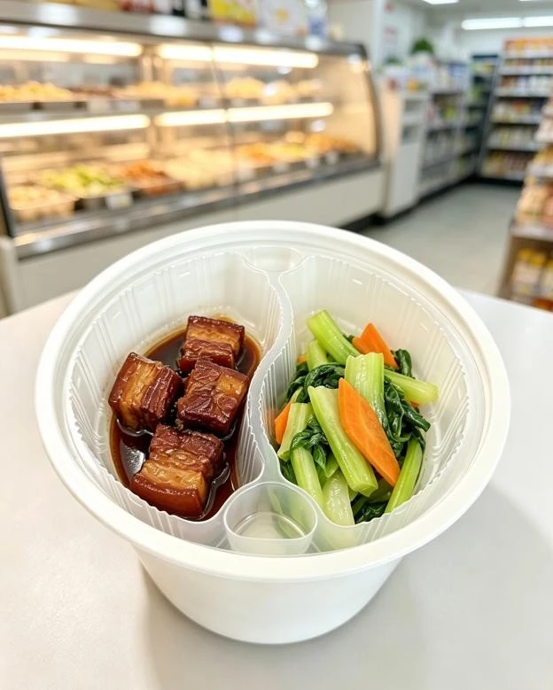 PP round container with two-compartment insert